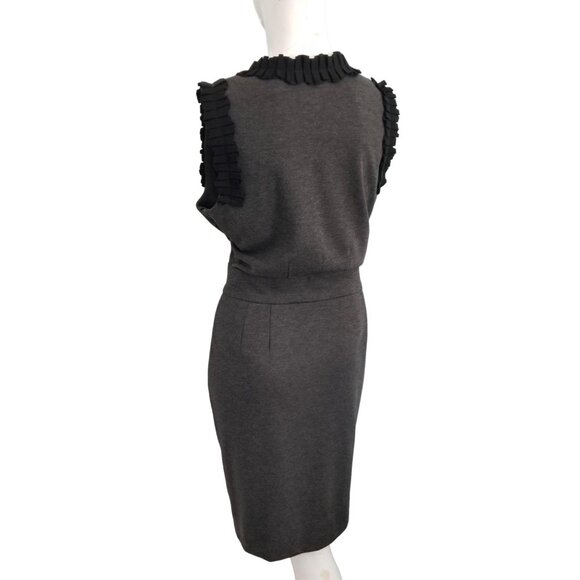 Just Taylor Ruffled Sheath Dress Sz 10 (Medium) Sleeveless Dress Gray - Picture 8 of 8